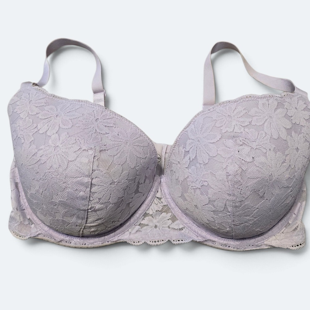 No Boundaries Lavender Floral Lace Padded Underwire Bra 38DD